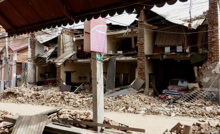 Collpased buildings in Nepal after recent earthquake